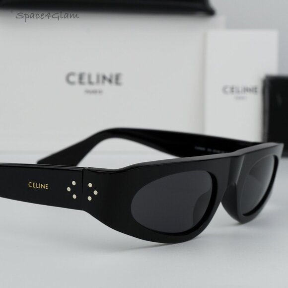 BRAND NEW Celine CL40260I 01A Black Dark Grey  Cat Eye Unisex Sunglasses - Picture 4 of 7